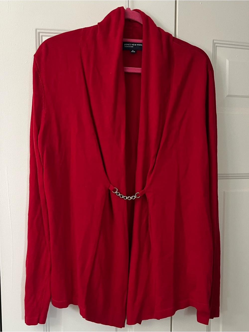 Jones New York NWT XL Candy Red Cardigan with Chain Closure